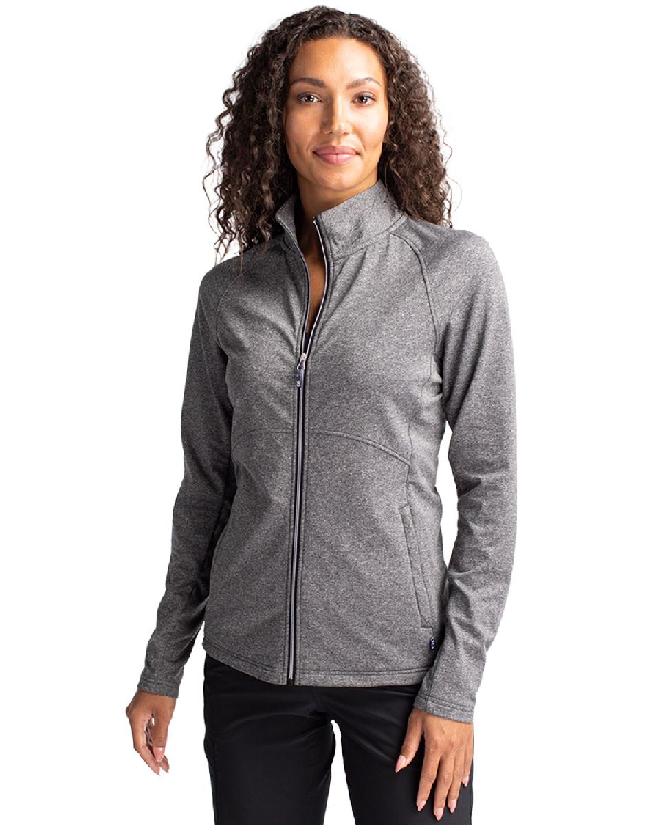 Cutter & Buck Adapt Eco Knit Heather Recycled Womens Full Zip.  TRU-0009