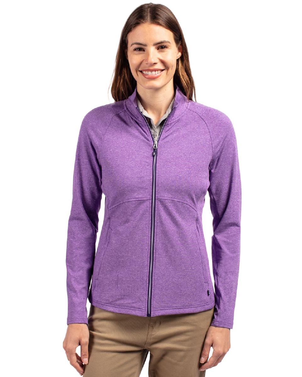 Cutter & Buck Adapt Eco Knit Heather Recycled Womens Full Zip.  TRU-0010