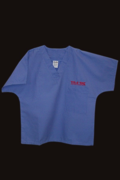 Uniform - Scrub Top, Ciel Blue, Red Logo