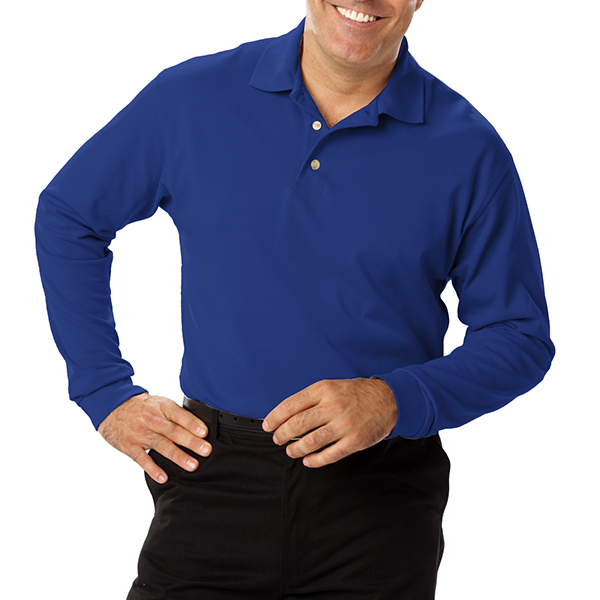 Men's Pocketless Long Sleeve Pique Polo