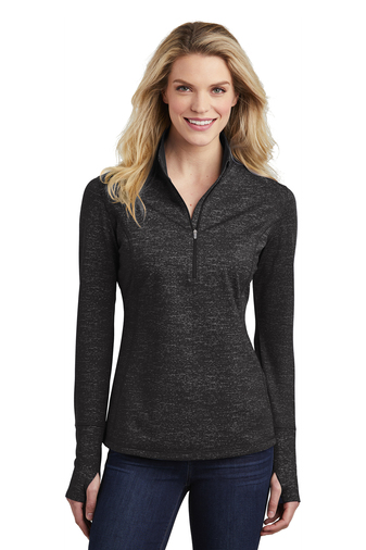 Sport-Tek Ladies Sport-Wick Stretch Reflective Heather 1/2-Zip Pullover-LST855