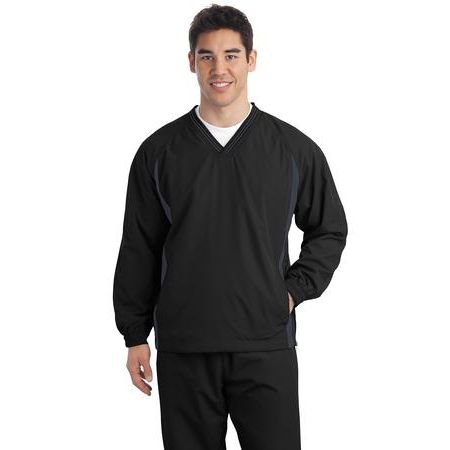 Sport-Tek &#174;  Tipped V-Neck Raglan Wind Shirt. JST62