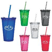 16 oz. Double Wall Acrylic Tumbler With Straw