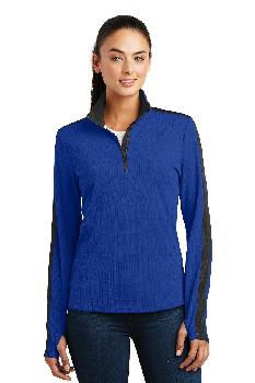 Sport-Tek Ladies Sport-Wick® Textured Colorblock 1/4-Zip Pullover - LST861