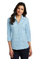 Port Authority Ladies 3/4-Sleeve Micro Tattersall Easy Care Shirt