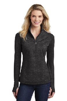 Sport-Tek Ladies Sport-Wick Stretch Reflective Heather 1/2-Zip Pullover-LST855