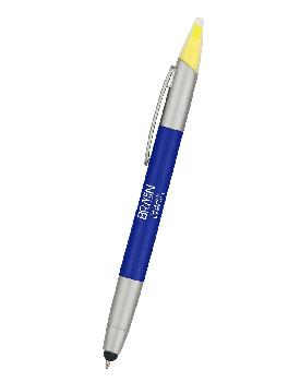 3-in-1 Pen with highlighter and Stylus/Blue