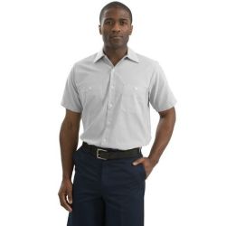 Red Kap - Short Sleeve Striped Industrial Work Shirt.  CS20