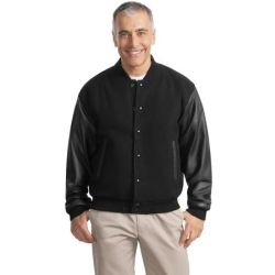 Port Authority - Wool and Leather Letterman Jacket.  J783